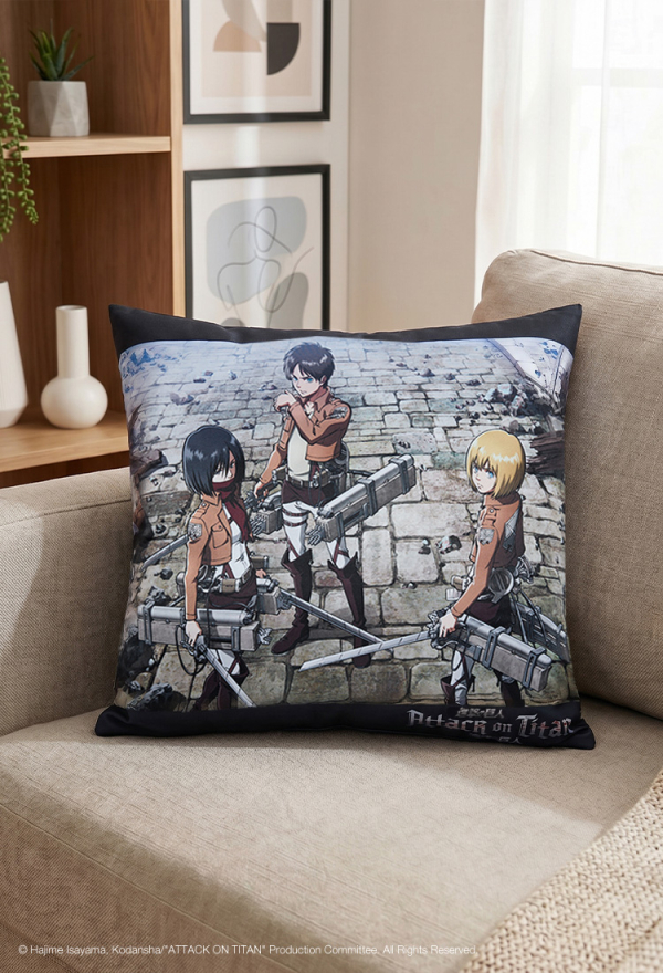 Officially Licensed Attack on Titan Eren Mikasa Levi Armin Colossal Titan Pillow Cover