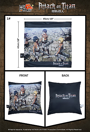 Officially Licensed Attack on Titan Eren Mikasa Levi Armin Colossal Titan Pillow Cover