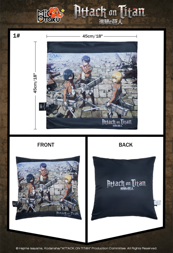 Officially Licensed Attack on Titan Eren Mikasa Levi Armin Colossal Titan Pillow Cover