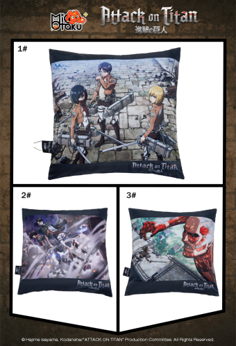 Officially Licensed Attack on Titan Eren Mikasa Levi Armin Colossal Titan Pillow Cover