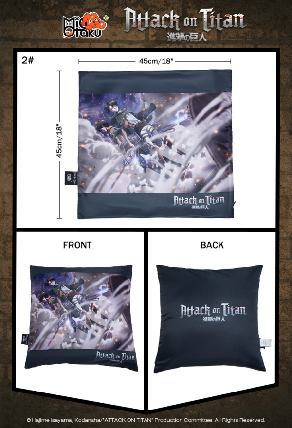 Officially Licensed Attack on Titan Eren Mikasa Levi Armin Colossal Titan Pillow Cover