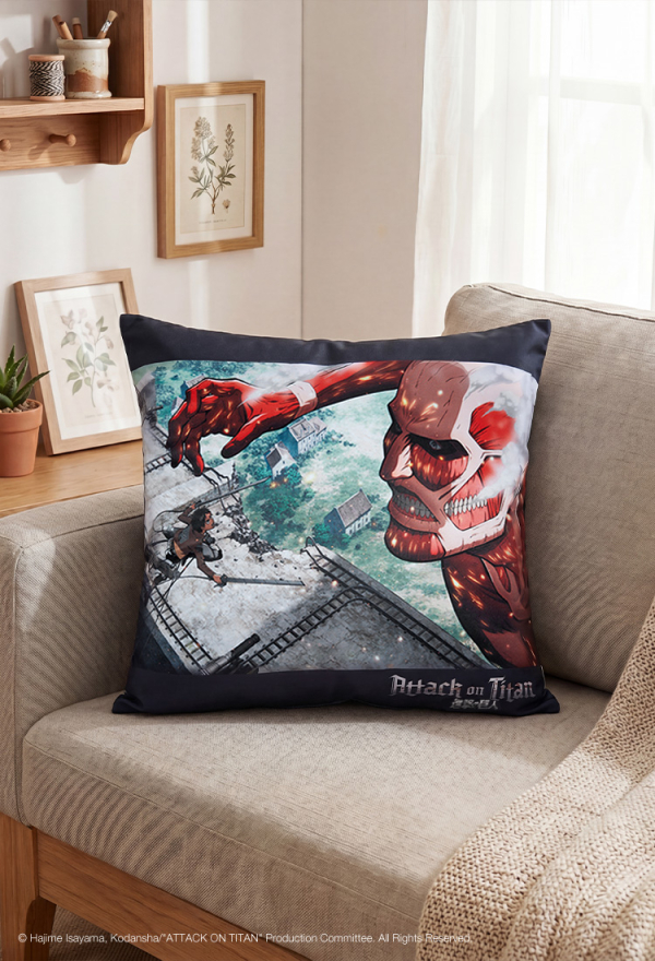 Officially Licensed Attack on Titan Eren Mikasa Levi Armin Colossal Titan Pillow Cover