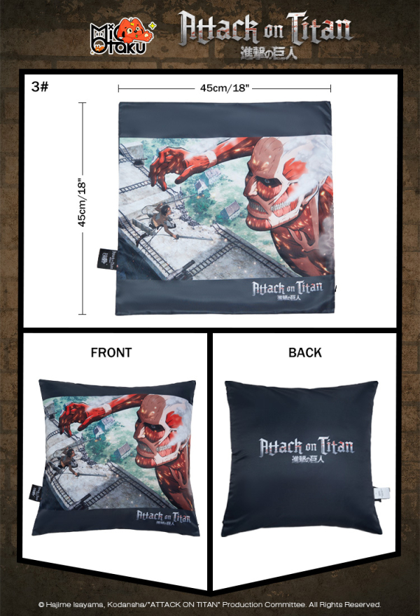 Officially Licensed Attack on Titan Eren Mikasa Levi Armin Colossal Titan Pillow Cover