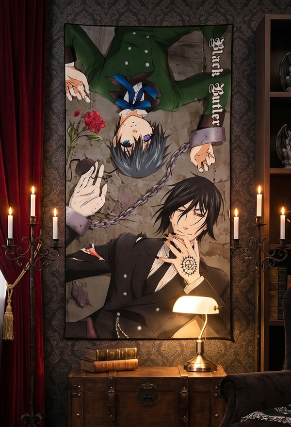 Officially Licensed Black Butler Ciel Sebastian Anime Bath Towel