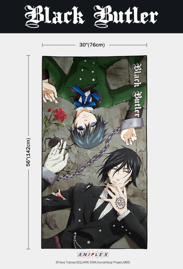Officially Licensed Black Butler Ciel Sebastian Anime Bath Towel