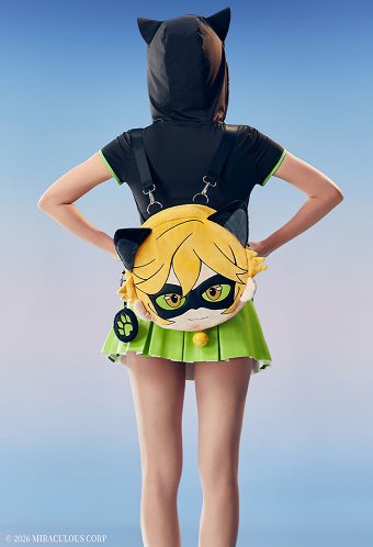 Officially Licensed Miraculous Cat Noir Anime Plush Backpack