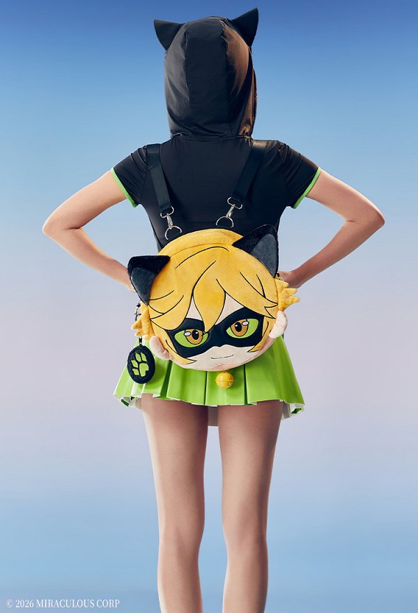 Officially Licensed Miraculous Cat Noir Anime Plush Backpack