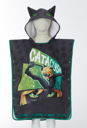 Officially Licensed Miraculous Cat Noir Hooded Bath Towel for Kids