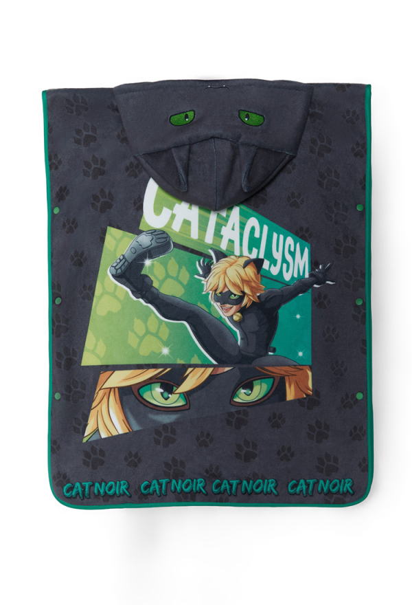 Officially Licensed Miraculous Cat Noir Hooded Bath Towel for Kids