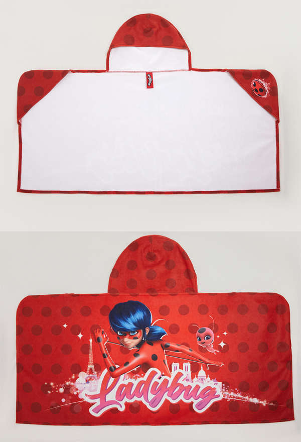 Officially Licensed Miraculous Ladybug Hooded Bath Towel for Kids