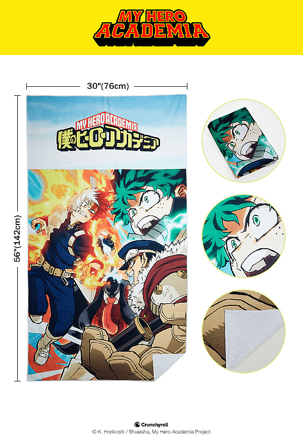 Officially Licensed My Hero Academia Bath Towel with Character Print - 2 Styles