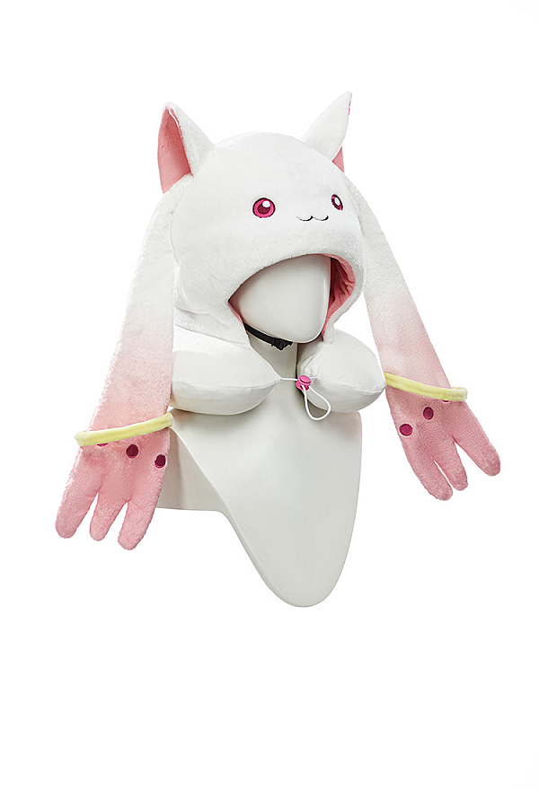 Officially Licensed Puella Magi Madoka Magica Kyubey Travel Pillow Hooded Neck Pillow