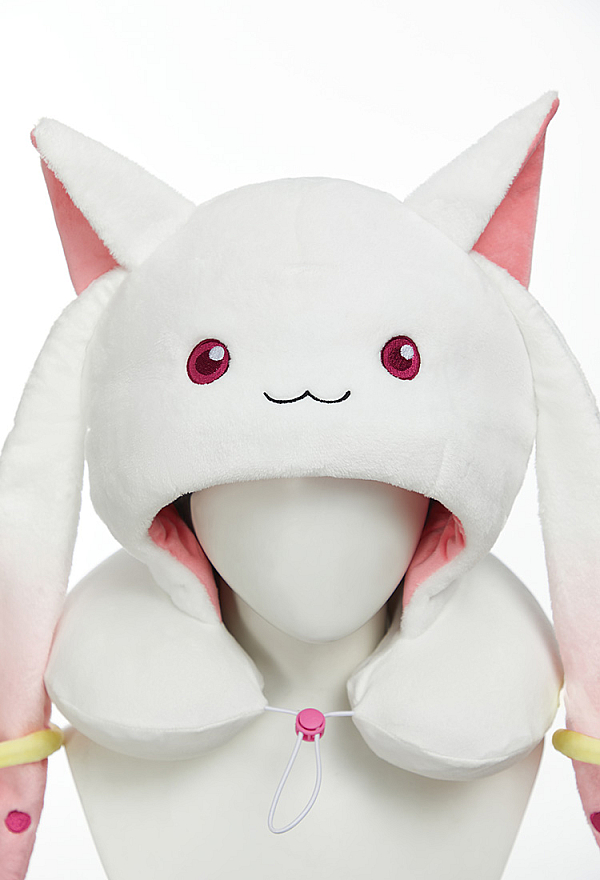 Officially Licensed Puella Magi Madoka Magica Kyubey Travel Pillow Hooded Neck Pillow