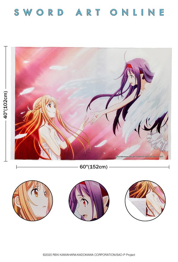 Officially Licensed Sword Art Online Asuna and Konno Yuuki Printed Tapestry