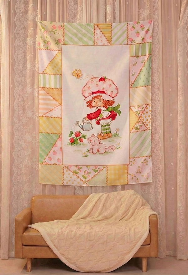 Officially Licensed Strawberry Shortcake Vintage Tapestry – Single-Sided Wall Hanging Decor