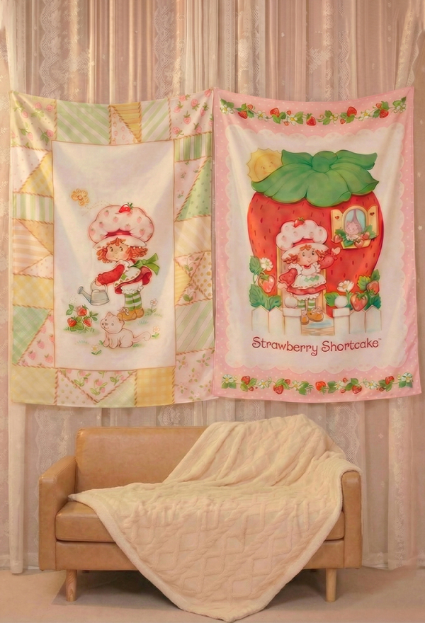 Officially Licensed Strawberry Shortcake Vintage Tapestry – Single-Sided Wall Hanging Decor