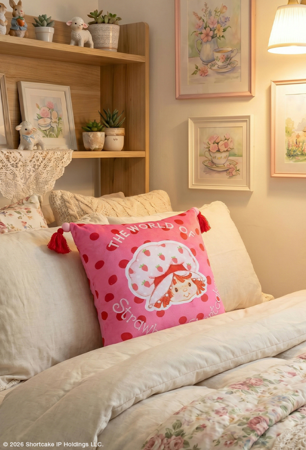 Officially Licensed Strawberry Shortcake Pink Polka Dot Pillow Cover No Inserts