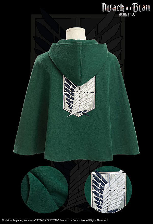 Officially Licensed Attack on Titan Survey Corps Wool-Like Polyester Hooded Cloak Officially Licensed Attack on Titan Survey Corps Wool-Like Polyester Hooded Cloak