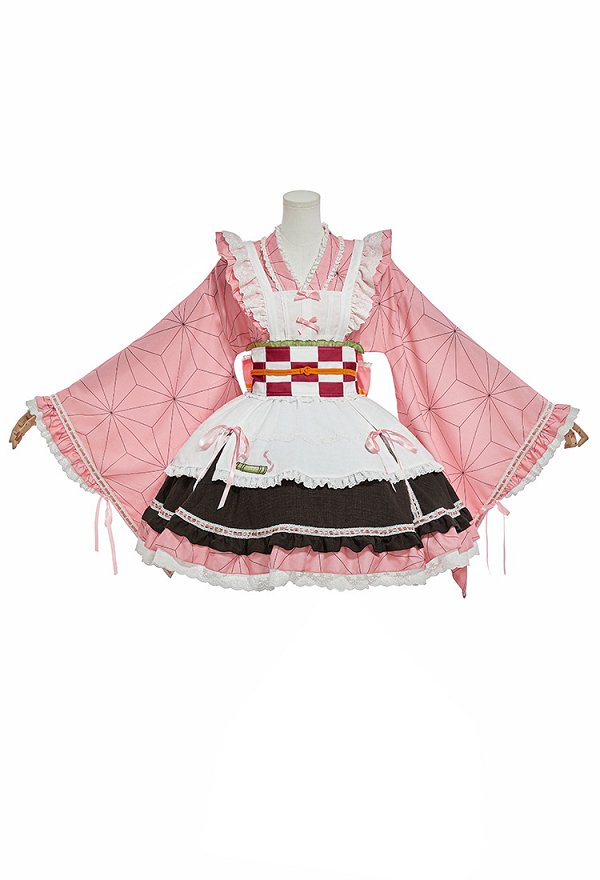 Officially Licensed Demon Slayer Kamado Nezuko Cosplay Costume Lolita Dress Officially Licensed Demon Slayer Kamado Nezuko Cosplay Costume Lolita Dress
