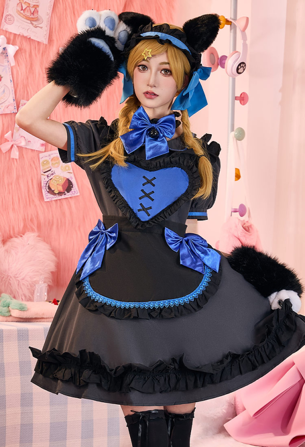 Cat Paw Maid Dress Set with Apron