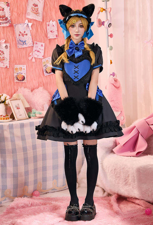 Cat Paw Maid Dress Set with Apron