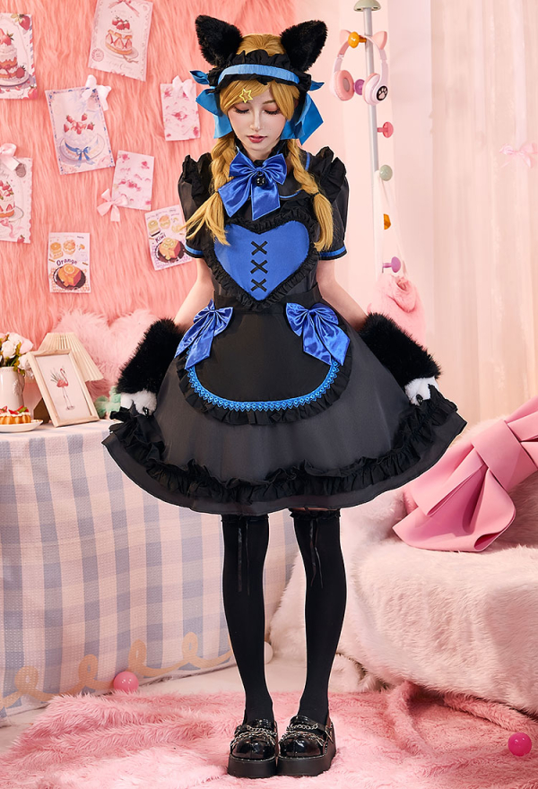 Cat Paw Maid Dress Set with Apron