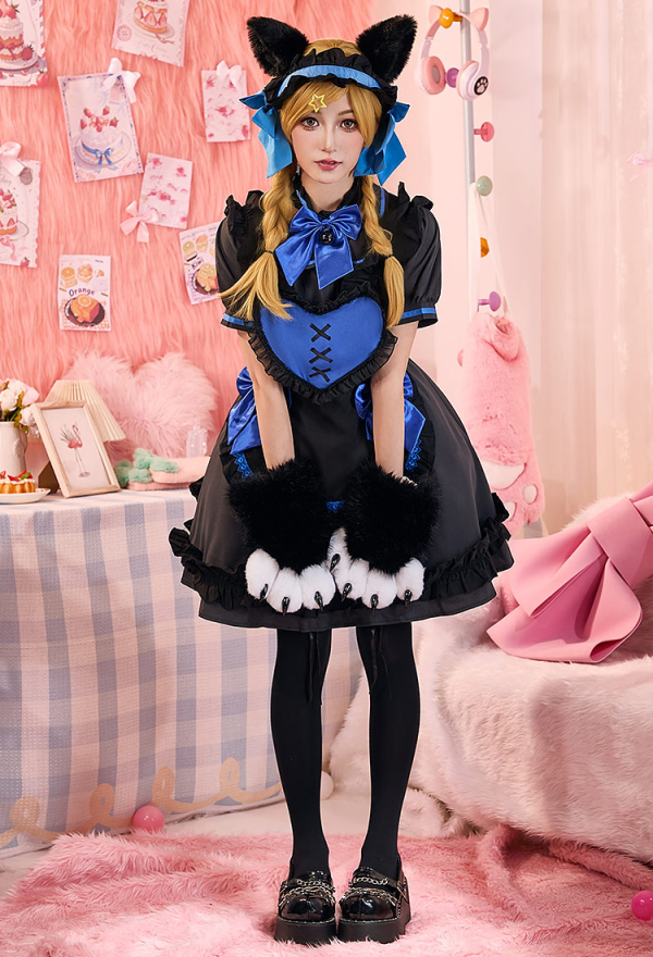 Cat Paw Maid Dress Set with Apron