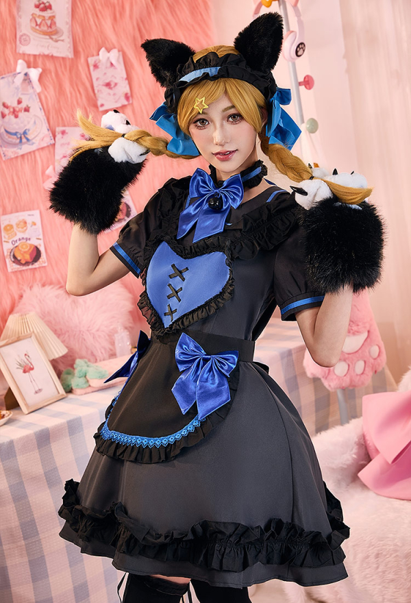 Cat Paw Maid Dress Set with Apron