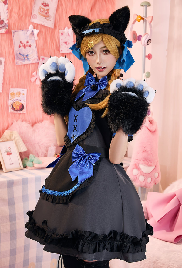 Cat Paw Maid Dress Set with Apron