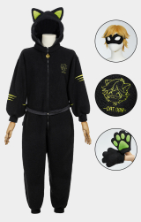 Officially Licensed Miraculous Cat Noir Fleece Onesie Pajamas