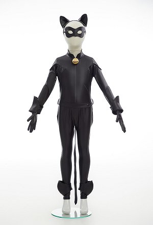 Officially Licensed Miraculous Cat Noir Kids Cosplay Costume Set - Glossy Coated Spandex Costume