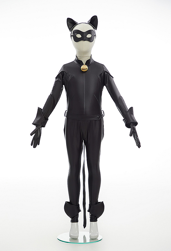 Officially Licensed Miraculous Cat Noir Kids Cosplay Costume Set - Glossy Coated Spandex Costume