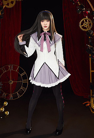 Officially Licensed Puella Magi Madoka Magica Homura Akemi Costume Full Cosplay Set