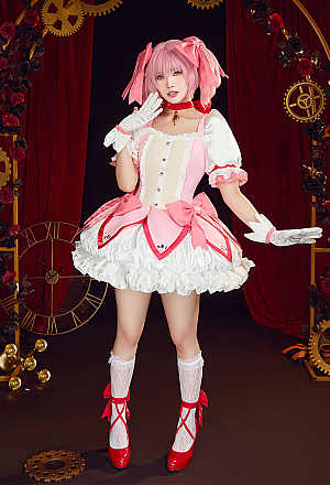 Officially Licensed Puella Magi Madoka Magica Cosplay Costume Madoka Kaname Battle Dress Set