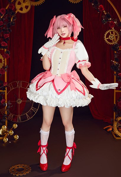 Officially Licensed Puella Magi Madoka Magica Cosplay Costume Madoka Kaname Battle Dress Set