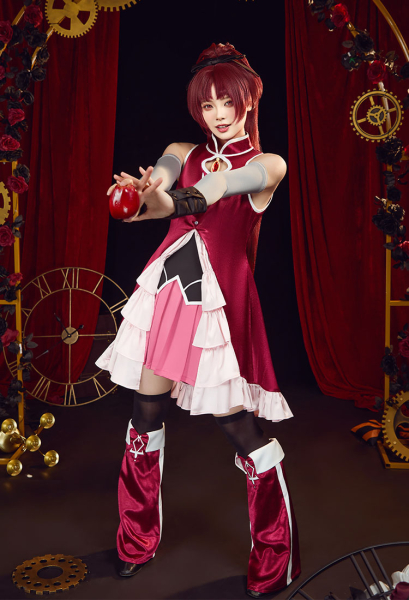 Officially Licensed Puella Magi Madoka Magica Costume Kyoko Sakura Cosplay Battle Dress Set