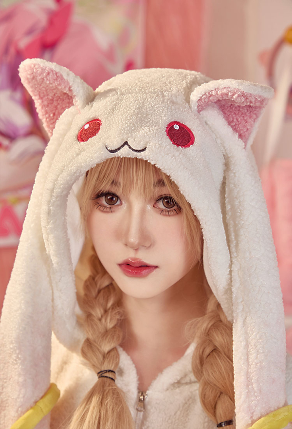 Officially Licensed Puella Magi Madoka Magica Cozy Kyubey Jumpsuit Pajamas