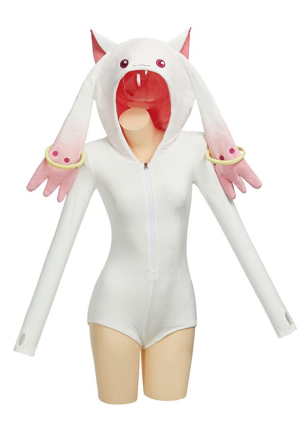 Officially Licensed Puella Magi Madoka Magica Kyubey Soft Plush Onesie Pajama with Socks Officially Licensed Puella Magi Madoka Magica Kyubey Soft Plush Onesie Pajama with Socks