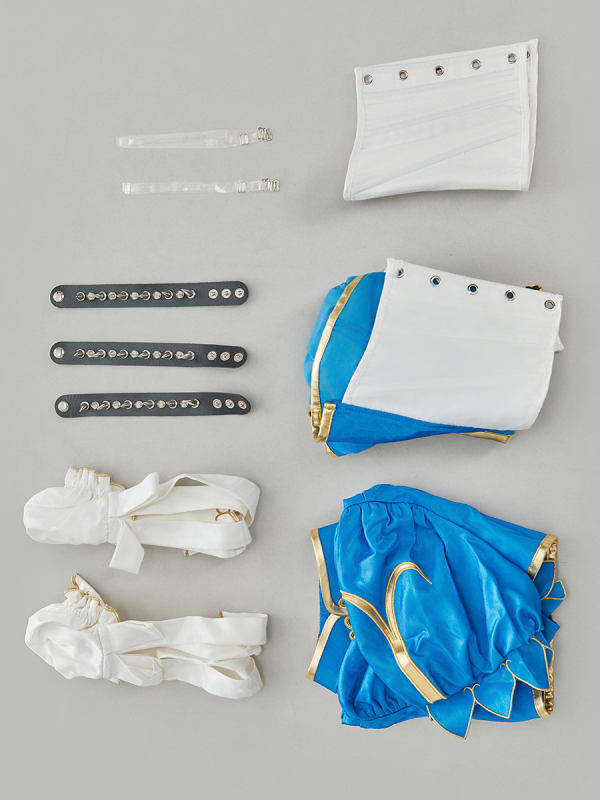 Officially Licensed Street Fighter Classic Chun-Li Blue Top and Waist-Cinching Skirt Set