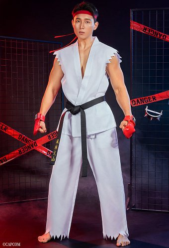 Officially Licensed Street Fighter Ryu Men's Cosplay Costume Set Karate Gi