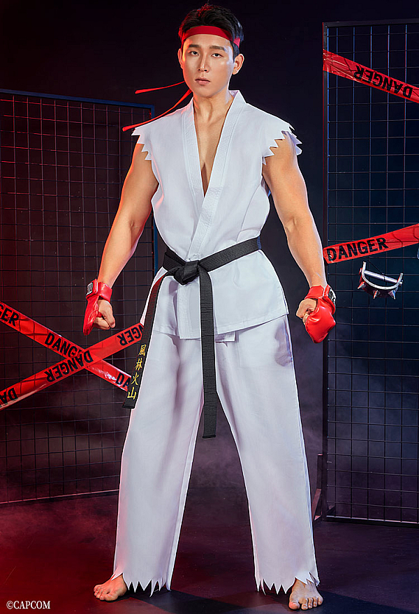 Officially Licensed Street Fighter Ryu Men's Cosplay Costume Set Karate Gi Officially Licensed Street Fighter Ryu Men's Cosplay Costume Set Karate Gi
