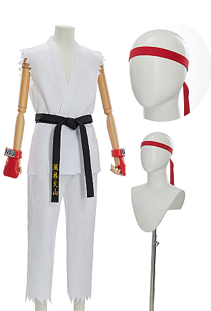Officially Licensed Street Fighter Ryu Men's Cosplay Costume Set Karate Gi
