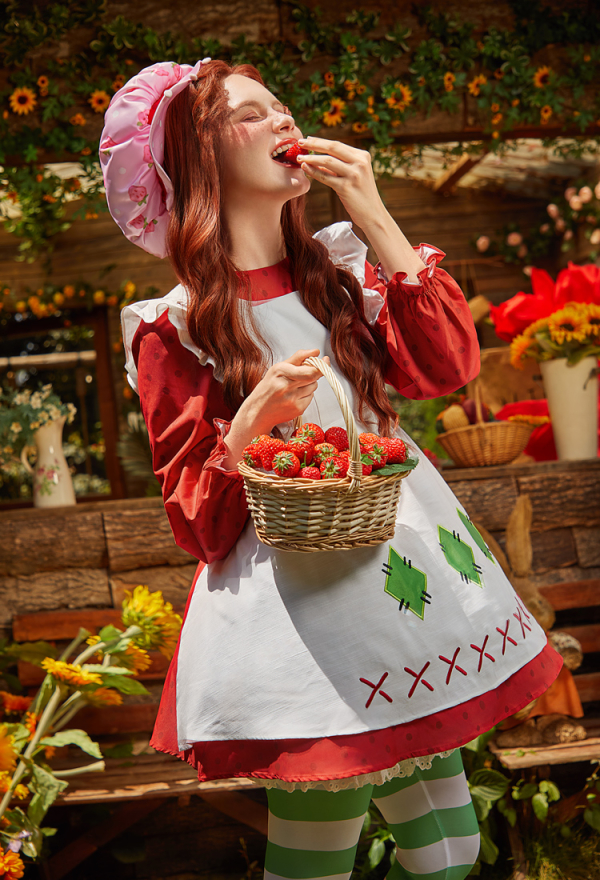 Officially Licensed Strawberry Shortcake Cosplay Costume Dress Set Officially Licensed Strawberry Shortcake Cosplay Costume Dress Set