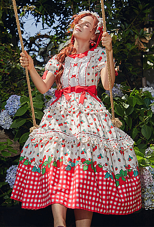 Officially Licensed Strawberry Shortcake Red Cottagecore Lolita Dress