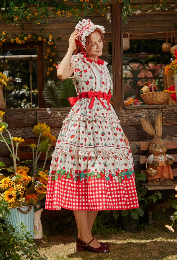 Officially Licensed Strawberry Shortcake Red Cottagecore Lolita Dress Officially Licensed Strawberry Shortcake Red Cottagecore Lolita Dress