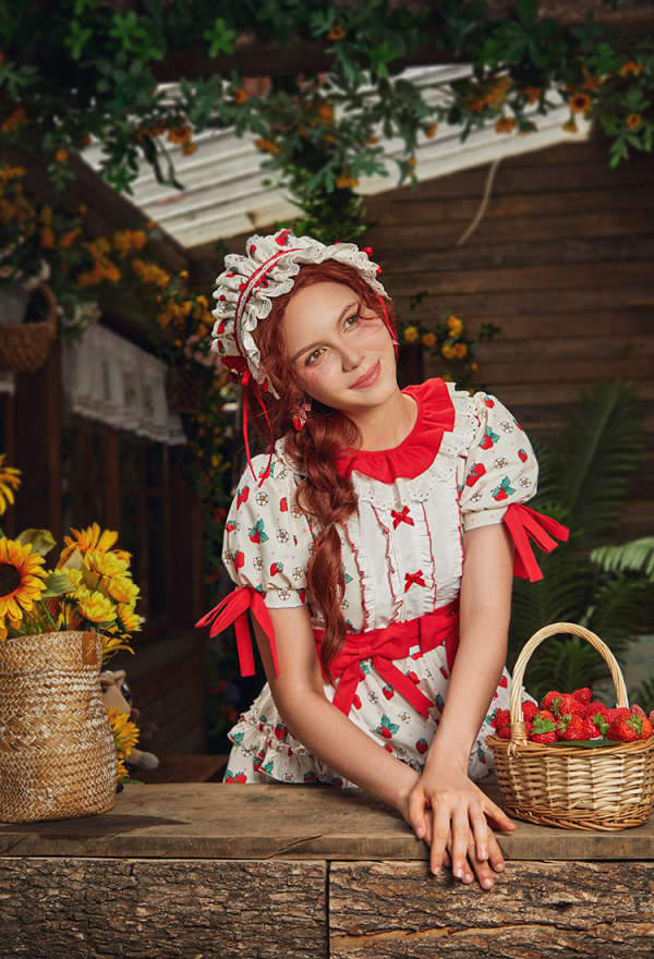 Officially Licensed Strawberry Shortcake Red Cottagecore Lolita Dress Officially Licensed Strawberry Shortcake Red Cottagecore Lolita Dress