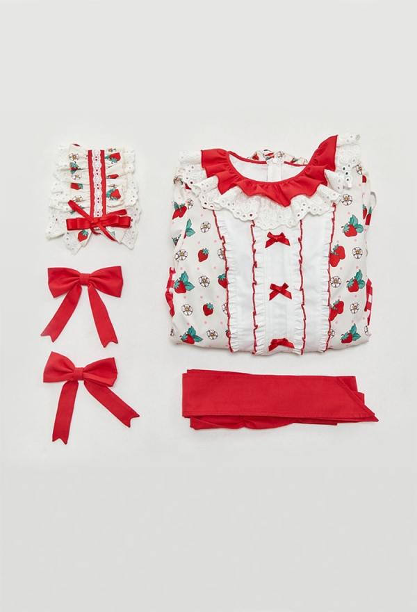 Officially Licensed Strawberry Shortcake Red Cottagecore Lolita Dress Officially Licensed Strawberry Shortcake Red Cottagecore Lolita Dress