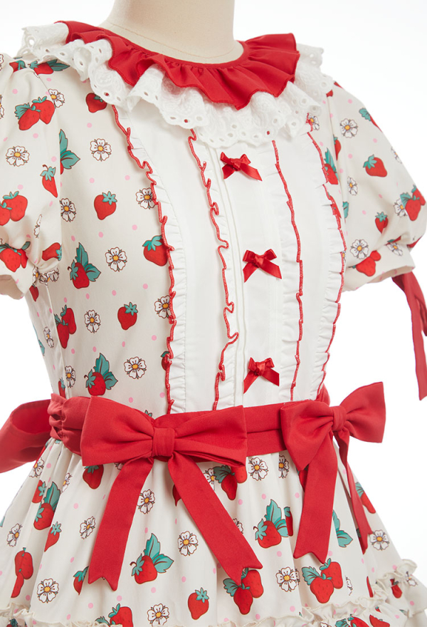 Officially Licensed Strawberry Shortcake Red Cottagecore Lolita Dress Officially Licensed Strawberry Shortcake Red Cottagecore Lolita Dress