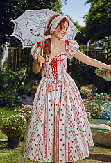 Officially Licensed Strawberry Shortcake Women Corset Dress with Puff Sleeves