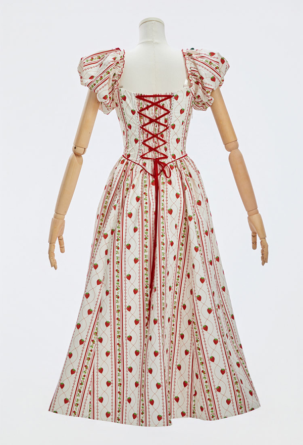 Officially Licensed Strawberry Shortcake Women Corset Dress with Puff Sleeves Officially Licensed Strawberry Shortcake Women Corset Dress with Puff Sleeves